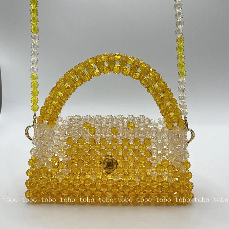 Gradient Blue Beaded Own Design Tote Bags for Women Customized Color Fashion Handbags for 2022 Chain Handle Clutch Evening Bag