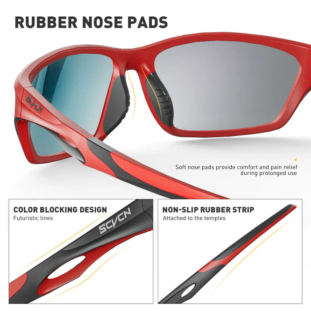 SCVCN Polarized Fishing Sunglasses Sports Sunglasses for Men and Women Cycling Glasses Mountain Bicycle Riding Goggle Bike UV400