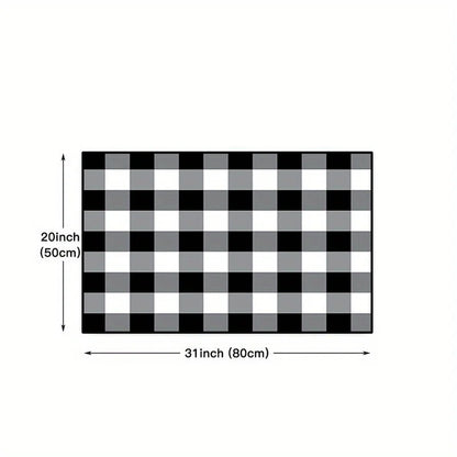 Black White Buffalo Plaid Floor Mats Home Decor Living Room Area Entrance Non-slip Rugs Balcony Hallway Bathroom Toilet Carpets