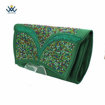 Buckle Strap Sandals Nigerian Women Shoes and Bag Set in Green Color with Wedges Heels For Ladies Party