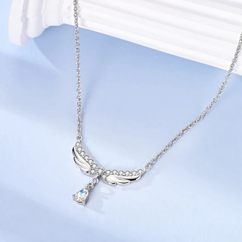 Luxury Necklace 925 Silver Original Sterling Zircon Dragonfly Butterfly Firefly Star Moon Chain Link For Women Wedding Jewelry