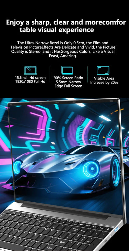 2026 15.6" Ultra Slim Laptop Intel Core I9-10980HK 32GB RAM 2TB SSD 1080P FHD Windows 11 High-Performance Portable Notebook