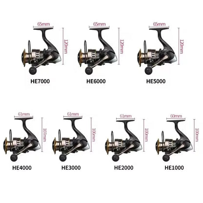 OKUMA HE1000-7000 Fishing Reel Metal Ball Grip Spinning Reel 5.2:1 Metal Reel Cup 12KG Max Drag