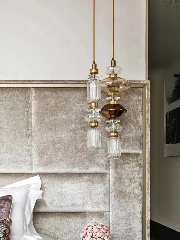 Creative Design Trendy Modern Glass Lamp Modern Home Decor Living Room Pendant Lights LED Foyer Hanging Lamp Long Table Lustre