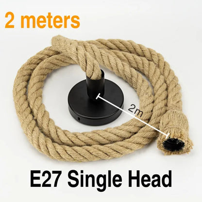 Hemp Rope Pendant Lights E27 Vintage Retro Hemp Rope Lamp Hanging Lamps Creative Loft Home Chandeliers LED Light Base AC85V-265V