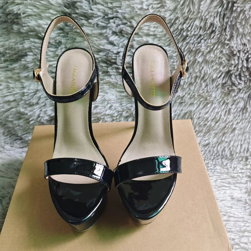 Women Peep Toes Sandals Stiletto Sexy Pumps Luxury Club 14cm Elegant Platform High Heels Nighclub Party Wedding Jazz Dance Shoes