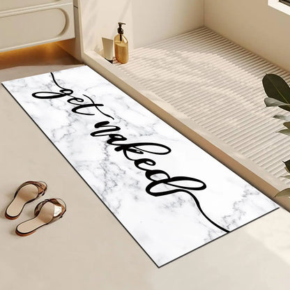 Black and White Get Naked Bath Anti-slip Floor Mat Foot Pad Home Decor Hallway Balcony Bathroom Rugs Shower Room Mat