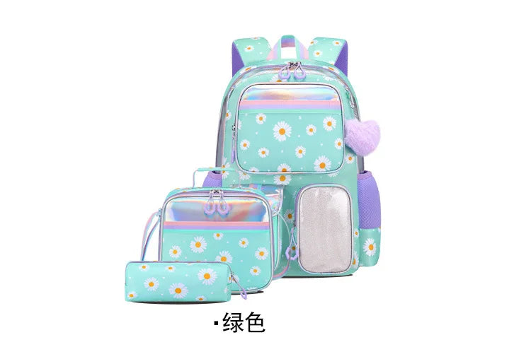 Cute Student Backpack 3pcs/set Primary Schoolbag Rabbits and Quicksand Kawaii Student Backpack Teenage Girls Handbag Rucksack
