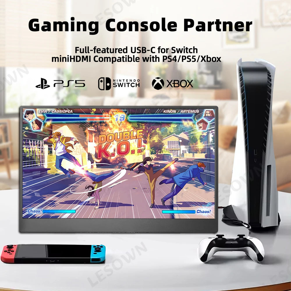 LESOWN 15.6 inch 4K Touchscreen Portable Monitor 1080P IPS USB-C HDMI Gaming Extended Display for Second Screen PS4/ 5 Switch