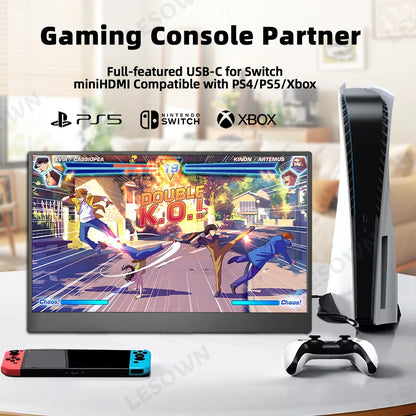LESOWN 15.6 inch 4K Touchscreen Portable Monitor 1080P IPS USB-C HDMI Gaming Extended Display for Second Screen PS4/ 5 Switch