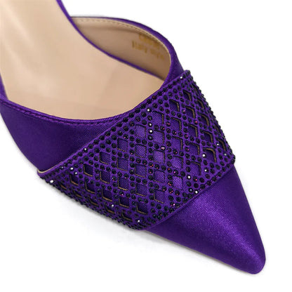 Nigerian Women Heel Party Ladies Italian Design Shoes And Bags Set Decorated with Rhinestone Handbag Wedding Party
