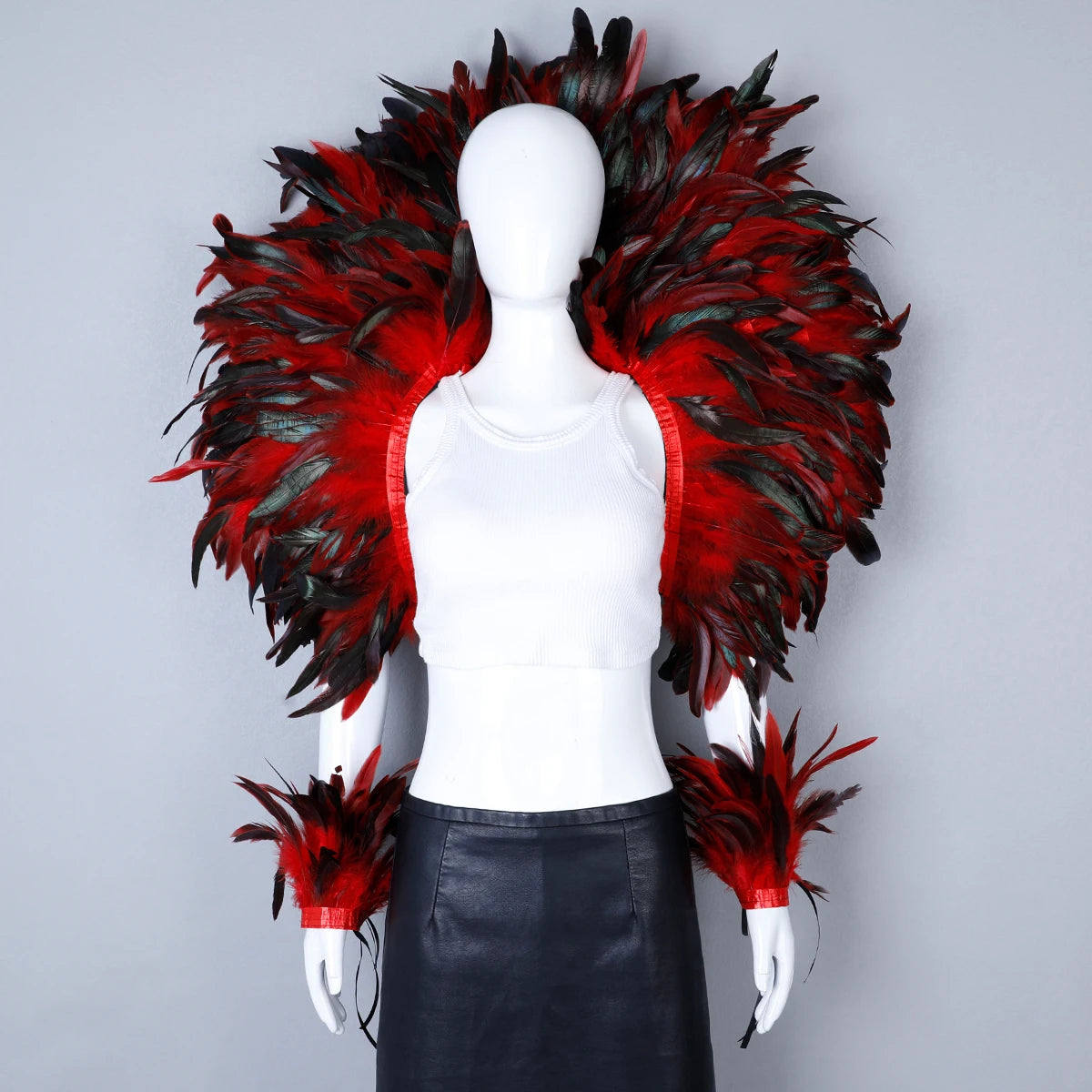 Elegant Women's 2-Piece Shawl Set Cosplay Feather Punk Style for Halloween Masquerade Ball Party Carnival New
