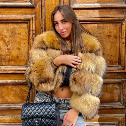 OFTBUY Wholesale Natural Raccoon Fox Fur Coat New High Quality Winter Jacket Women Fluffy Real Fur Clothing Outerwear Streetwear