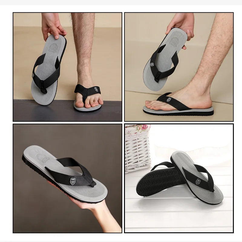 Men Flip Flops Beach Sandals Summer Slippers Non-Slip Casual Flat Shoes 2024 Slippers Indoor House Shoes For Men Outdoor Slides