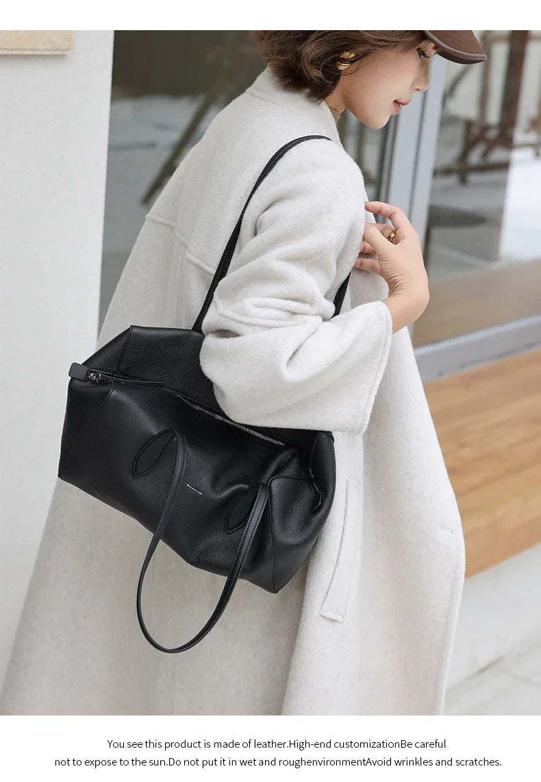 New Women's Natural Suede Leather long handle Shoulder Bag Luxury Designe Genuine Suede Leather Handbags Shopping Underarm Bag
