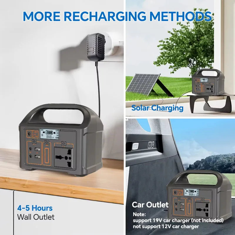 Portable Solar Power Station 500W 460Wh 300W, LiFePO4 Battery 220V EU Outdoor, BMS Storage System, Power Bank and UPS Function
