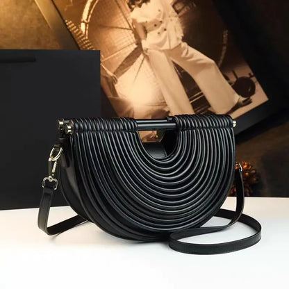 Handbags for Women 2026 New Gold Luxury Designer Brand Moon Handwoven Noodle Bags Leather Pulled Hobo Silver Evening Clutch Chic