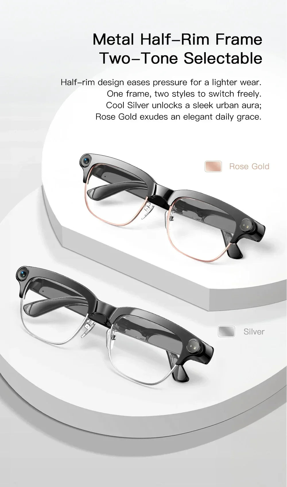 New Smart Glasses Take Photos and Videos Real-Time Translation Voice Assistant Translation 2GB Memory 800W Camera Smart Glasses