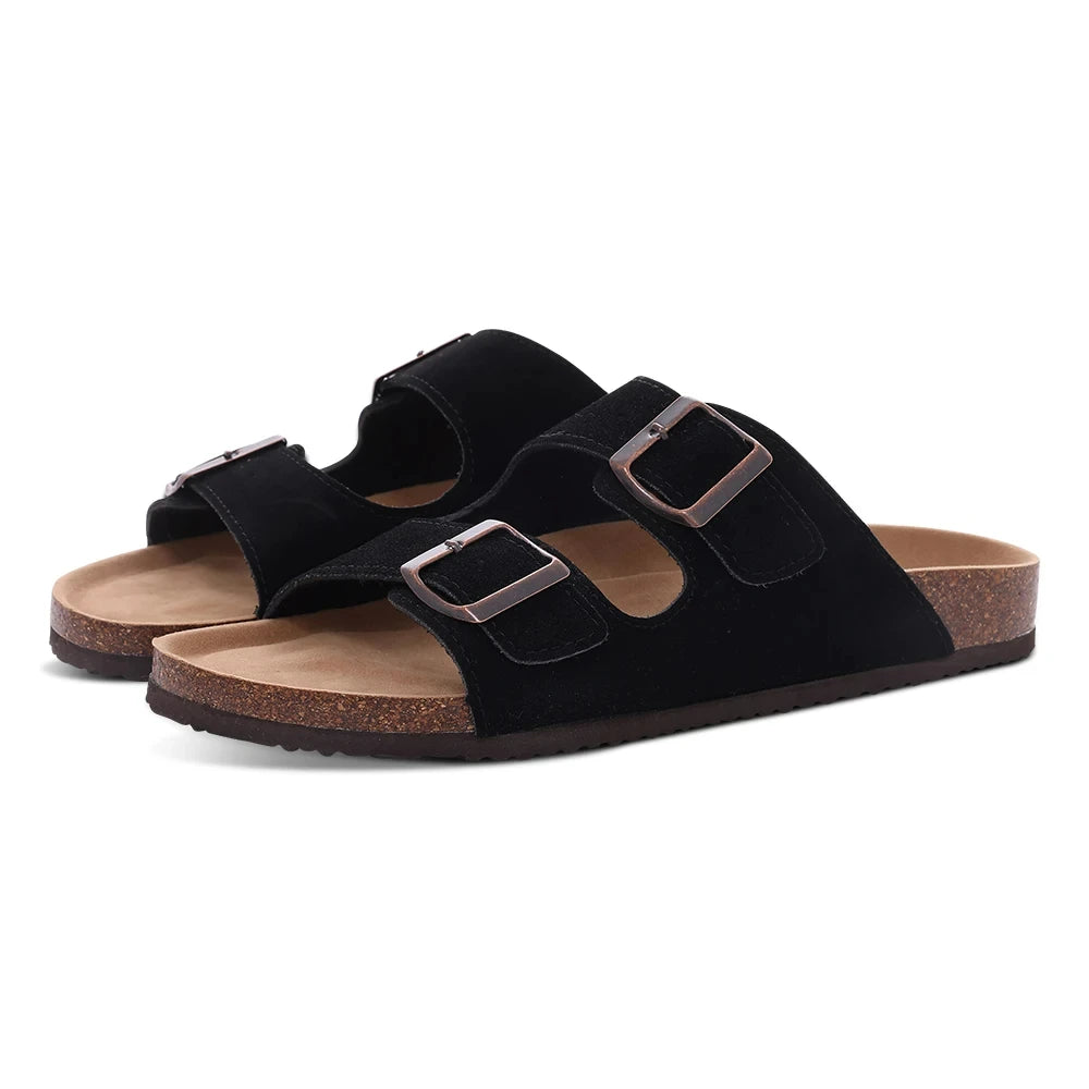 Crestar Women's Clogs Mules Cork Clogs Slippers Men Outdoor Mules Suede Clogs Shoes with Arch Support Mule Leather Clogs Sandal