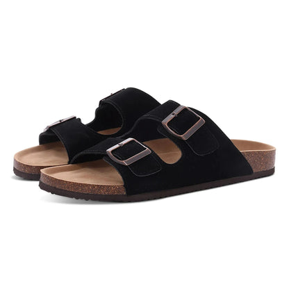 Crestar Women's Clogs Mules Cork Clogs Slippers Men Outdoor Mules Suede Clogs Shoes with Arch Support Mule Leather Clogs Sandal