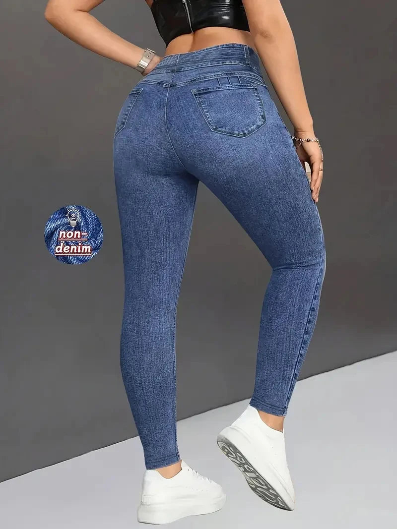 Women's Imitation Comfortable Tummy Control Fitness Gym Yoga Pants Daily Wear Tummy Control Hip Lifting Skinny Yoga Pants
