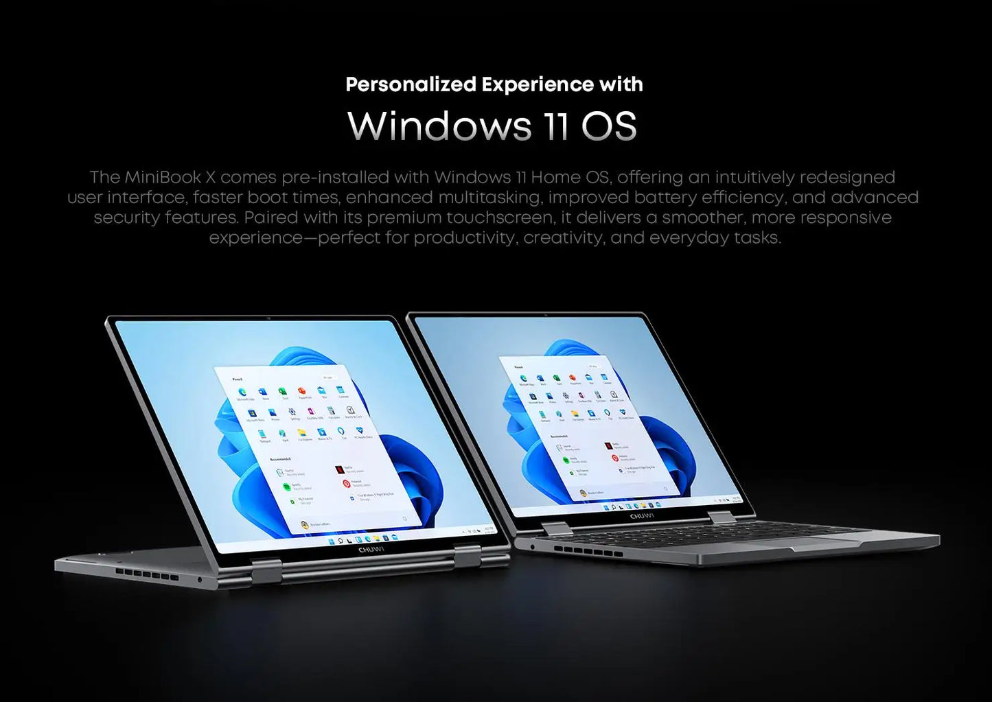 CHUWI MiniBook X 2-in-1 Touch Screen Laptop Intel N150 16GB LPDDR5 512G SSD 10.51"1920x1200 FHD Resolution Ultra-thin Notebook