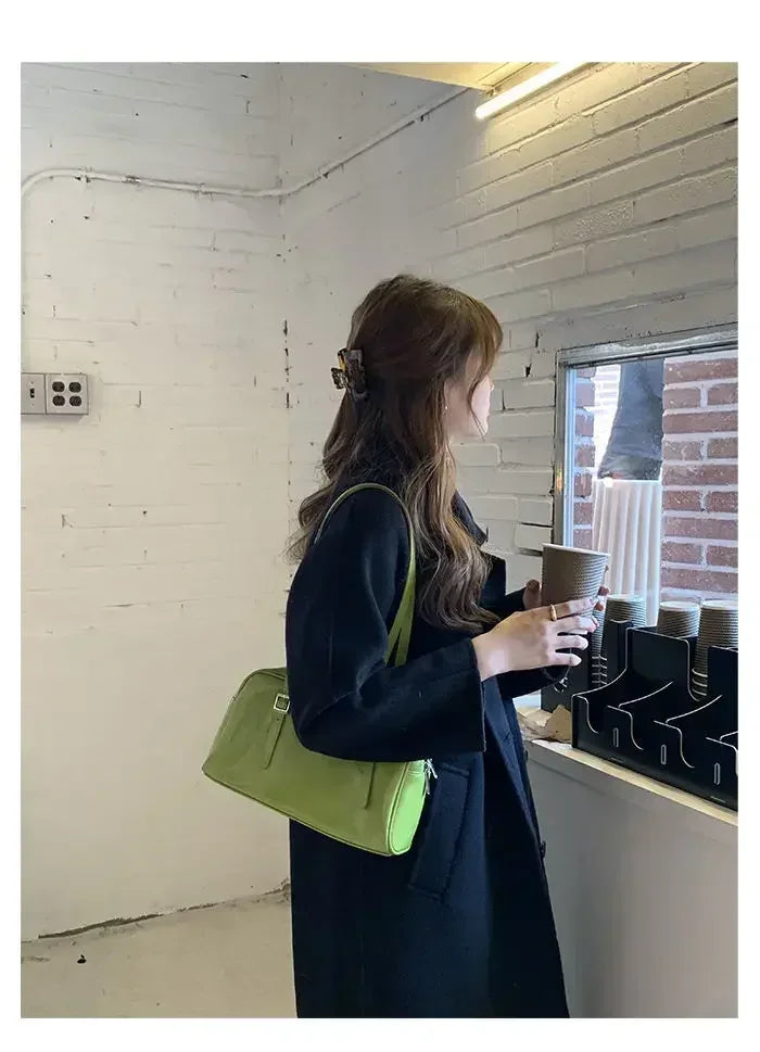 2026 Luxury Designer Handbags Pure Color Causal Bag Big Capacity Pillow Underarm Bag Green Commuter Shoulder Bags for Women