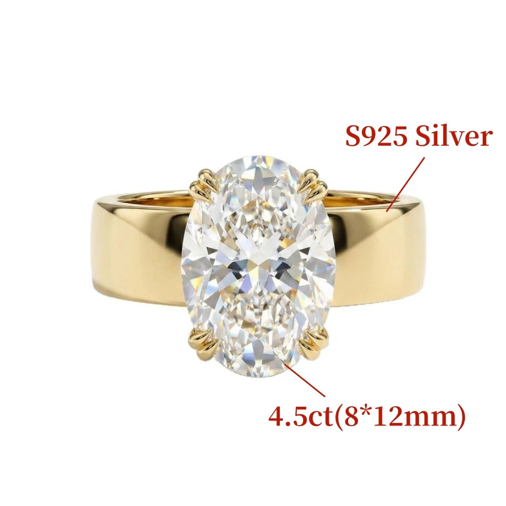 GXTRS Real Moissanite S925 Silver Rings For Women Men Oval/Round Cut Lab Diamond Wedding Engagement Band Fine Jewelry Certified