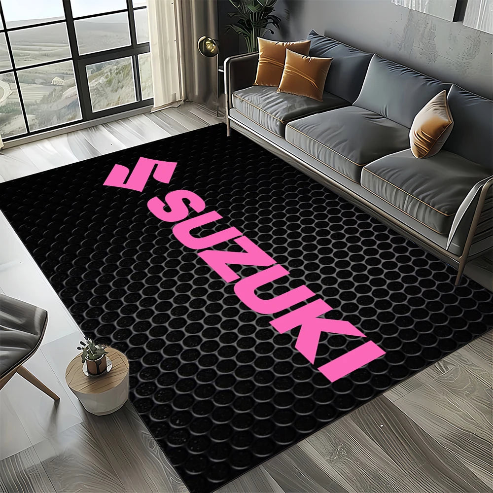 2025 Racing Car S-SUZUKI Logo Motorcycle Carpet Rug for Bedroom Living Room Home Sofa Decoration,kids Play Decor Floor Mat Gift