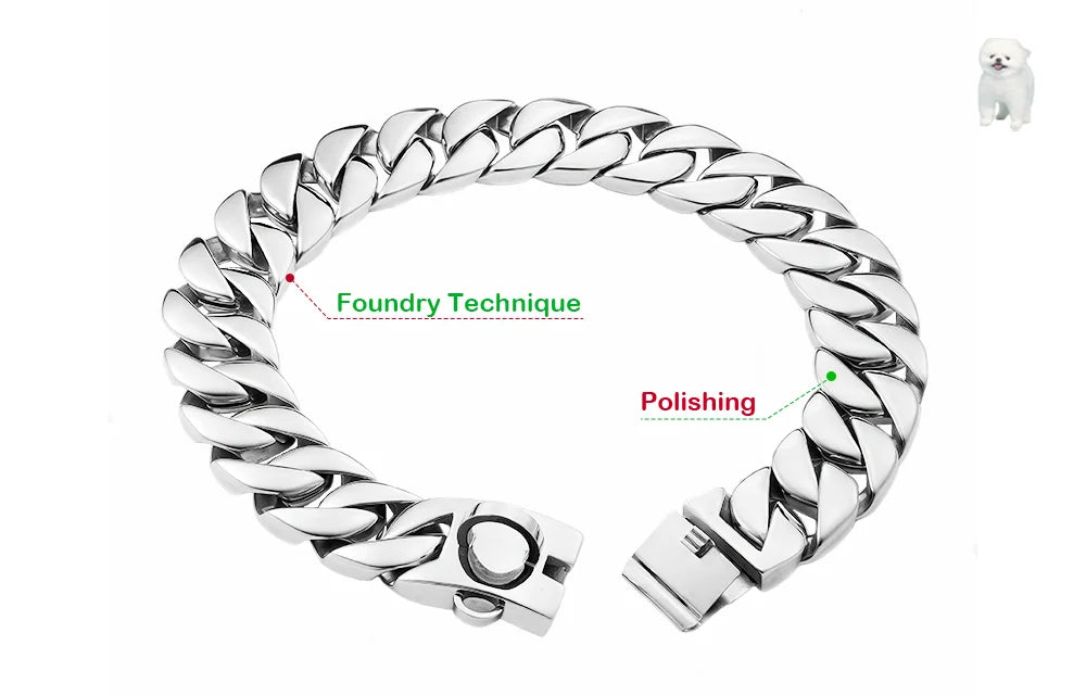 Gold Large Dog Collar 32mm Stainless Steel Metal Pet Choker for Labrador Rottweiler Cane Corso American Bully Dog Accessories