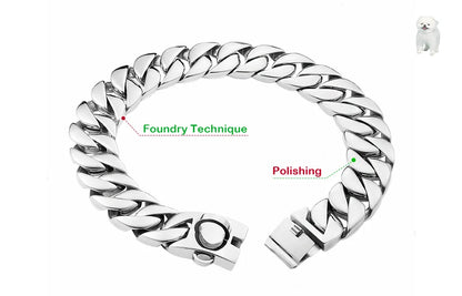 Gold Large Dog Collar 32mm Stainless Steel Metal Pet Choker for Labrador Rottweiler Cane Corso American Bully Dog Accessories