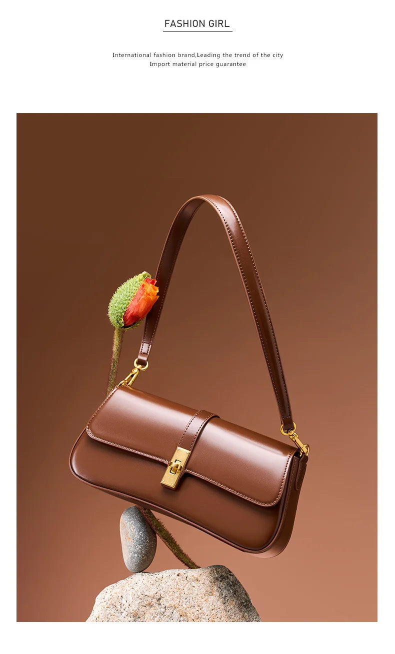 YANATARI Underarm Cowhide Genuine Leather Handbags Women Vintage Shoulder Bag Female Crossbody Bags Luxury High Quality 2025