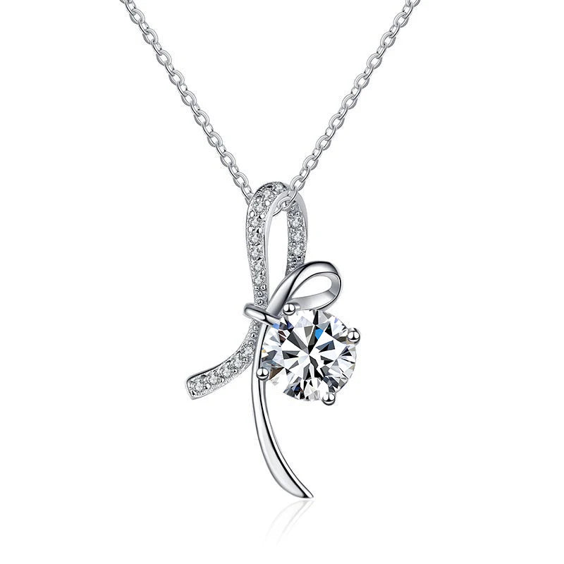 NeeTim 1ct Moissanite 925 Sterling Silver Necklace For Girl Lab Diamonds Pendant Necklaces Party Women Neck Chain Wholesale