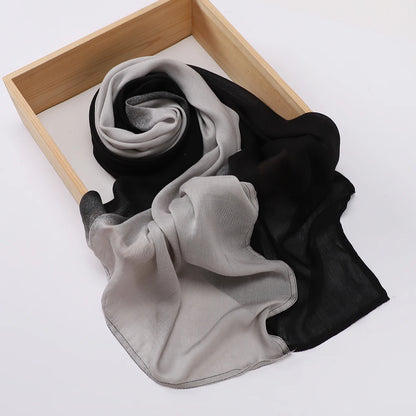 New Gradient Color Hijab Two Color Scarf Tie-Dye Cotton Shawls Muslim Women Wraps Headband Islamic Turban Foulard