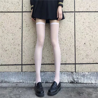 2026 Women Suspender Wide-banded Velvet Tights Lolita Thigh High Stockings with Cross Y2K JK Cosplay Over The Knee Sockings