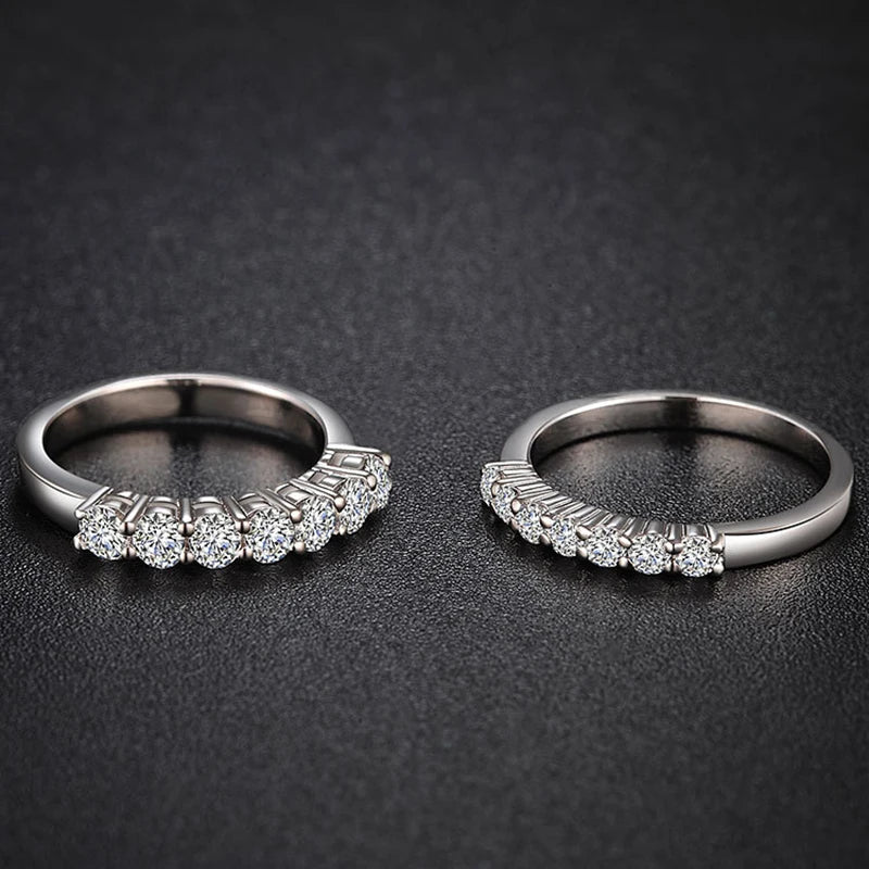 Moissanite Ring 100% Pass Diamond Tester Pen Matching Wedding Diamond Band for Women 925 Sterling Silver Female Single Tail Ring