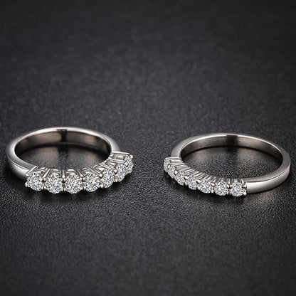 Moissanite Ring 100% Pass Diamond Tester Pen Matching Wedding Diamond Band for Women 925 Sterling Silver Female Single Tail Ring