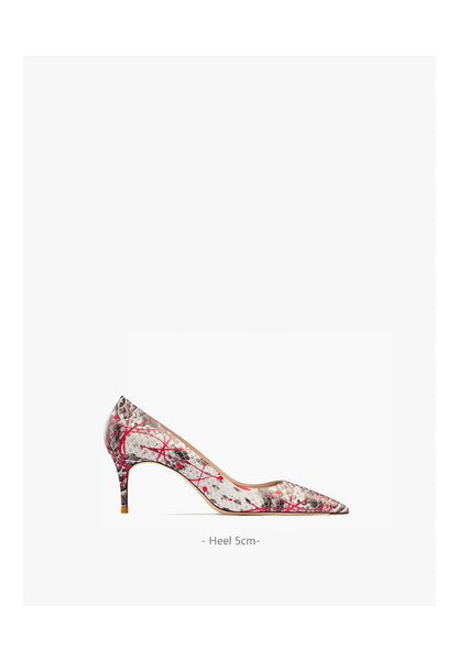 Elegant Woman Heel Shoes New Serpentine pattern Pointed Toe Shallow High Heels Fashion Party Pumps Luxury Designer Women's Shoes