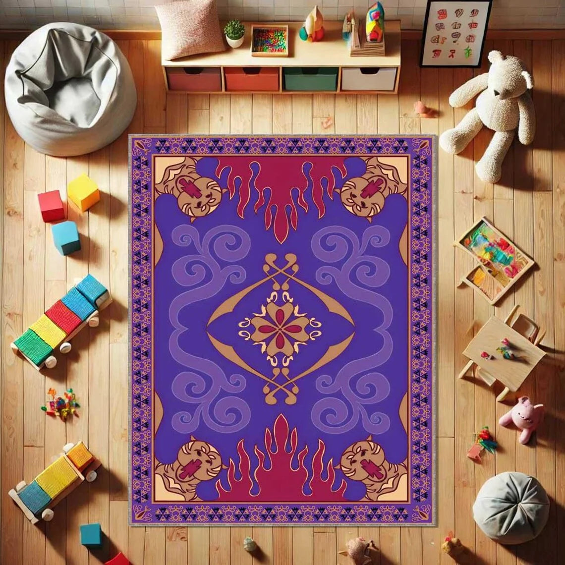 Aladdin Rug, Aladdin Magic Carpet, Fantastic Living Room Rug,  Room Rug, Ethnic Rug, Minimalist Custom Rug, Floor Area Rug