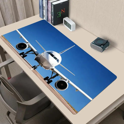 Night View Airplane Mouse Pad Large Computer Office Game Table Mat Rubber Anti-slip Stitched Keyboard Mats 90x40 XXL Desk Pads