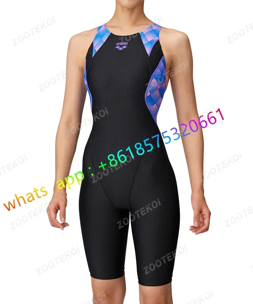 Womens One Piece Bodysuit Swimsuit Triathlon Competitive Pro Training Knee Length Swimwear Swimming Pool Comfort Bathing Suit