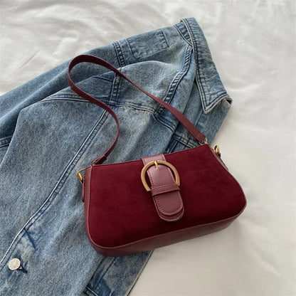 Woman Faux Suede Underarm Shoulder Bag Zipper Fastener Fashionable Cross Body Bags for Small Square Bag Suitable Daily Outfit