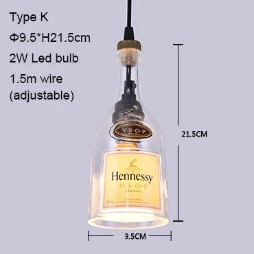 Retro Industrial Loft Wine Bottle Pendant Lights Restaurant Cafe Bar Glass Hanging Lamp Clothing Store Lustre Indoor Lighting