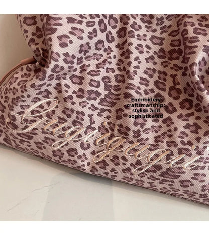 Brand Women's Shoulder Bag Y2k Fashion Sweet Polka Dot Handbag Korean Casual Versatile Leopard Print Brown Frosted Tote Bags