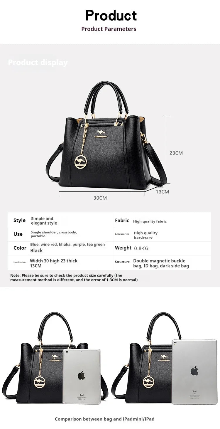 Fashion Women Soft PU Leather Handle Handbag Designer Shoulder Crossbody Bag Ladies Large Capacity Shopping Messenger Tote Bag