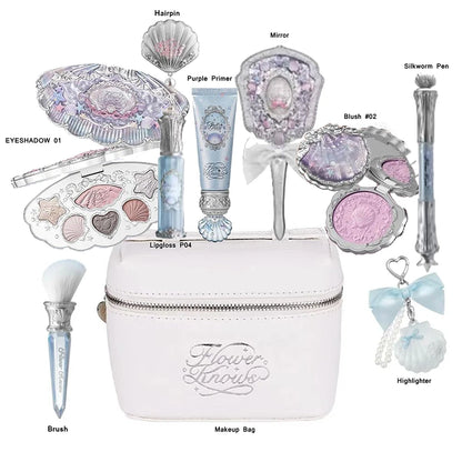Makeup Set Flower Knows Shell Pearl Bunny Garden Setting Powder Lip Gloss Blush All In One Baking Powder Glitter Highlighter Kit