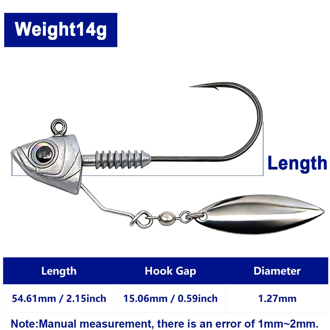 FishTrip 6-Pack Underspin Jig Heads Hook,  with Brass Blade Fishing Hook for Bass & Saltwater Fishing