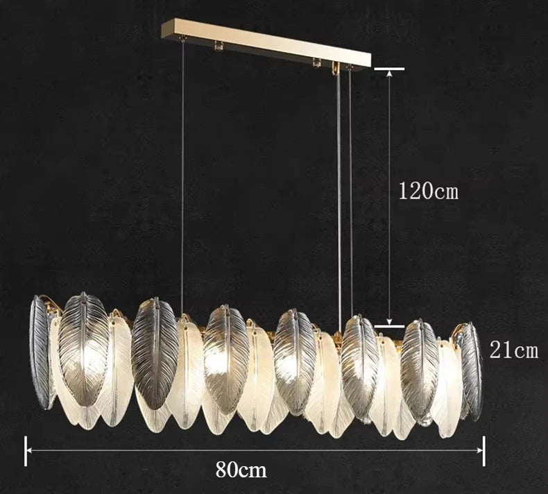 Luxury Villa Led Chandelier Feather Glass Gold Metal for Living Dining Table Room Bedroom Pendant Lights Home Decor Lustre Lamp