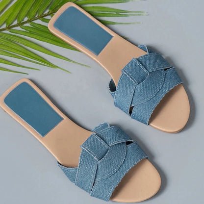 Designer Woman Flat Slippers 2026 New Woven with Comfortable Women's Shoes Casual Bottom Slippers Summer Women Sandals