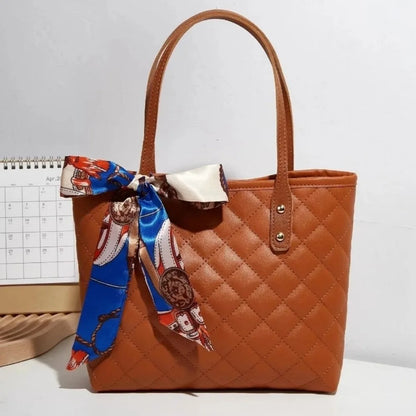 Trendy Large Capacity Embroidery Bag with Scarf Tote Bag Shoulder Bags PU Bucket Bag For Women